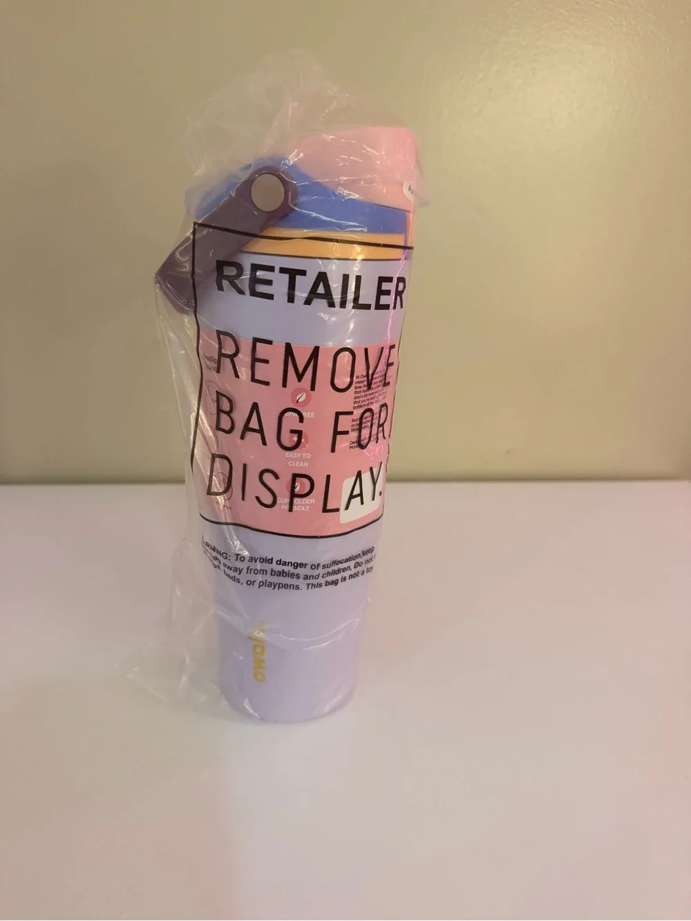 Pastel Pink & Lavender Insulated Travel Bottle with Carry Handle